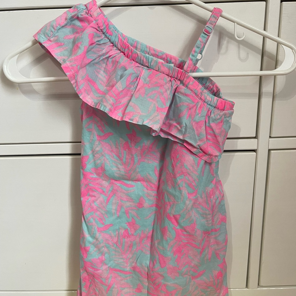 3T Vineyard Vines pink and blue one shoulder dress